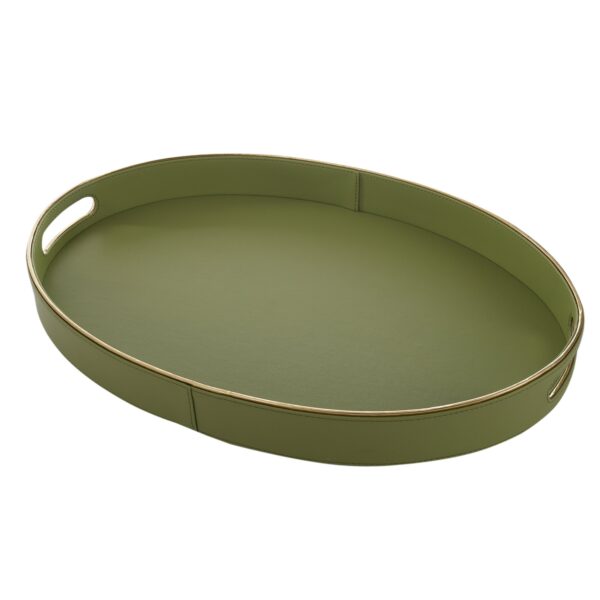 Olive Green & Gold Oval Tray