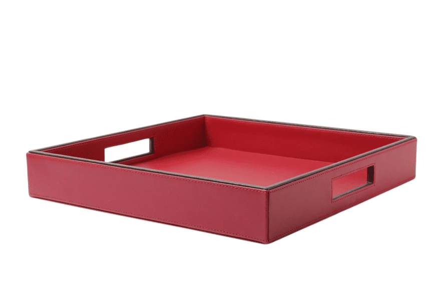 Red & Brown Leatherite Tray