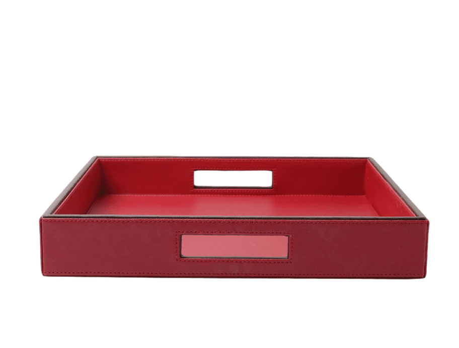 Red & Brown Leatherite Tray